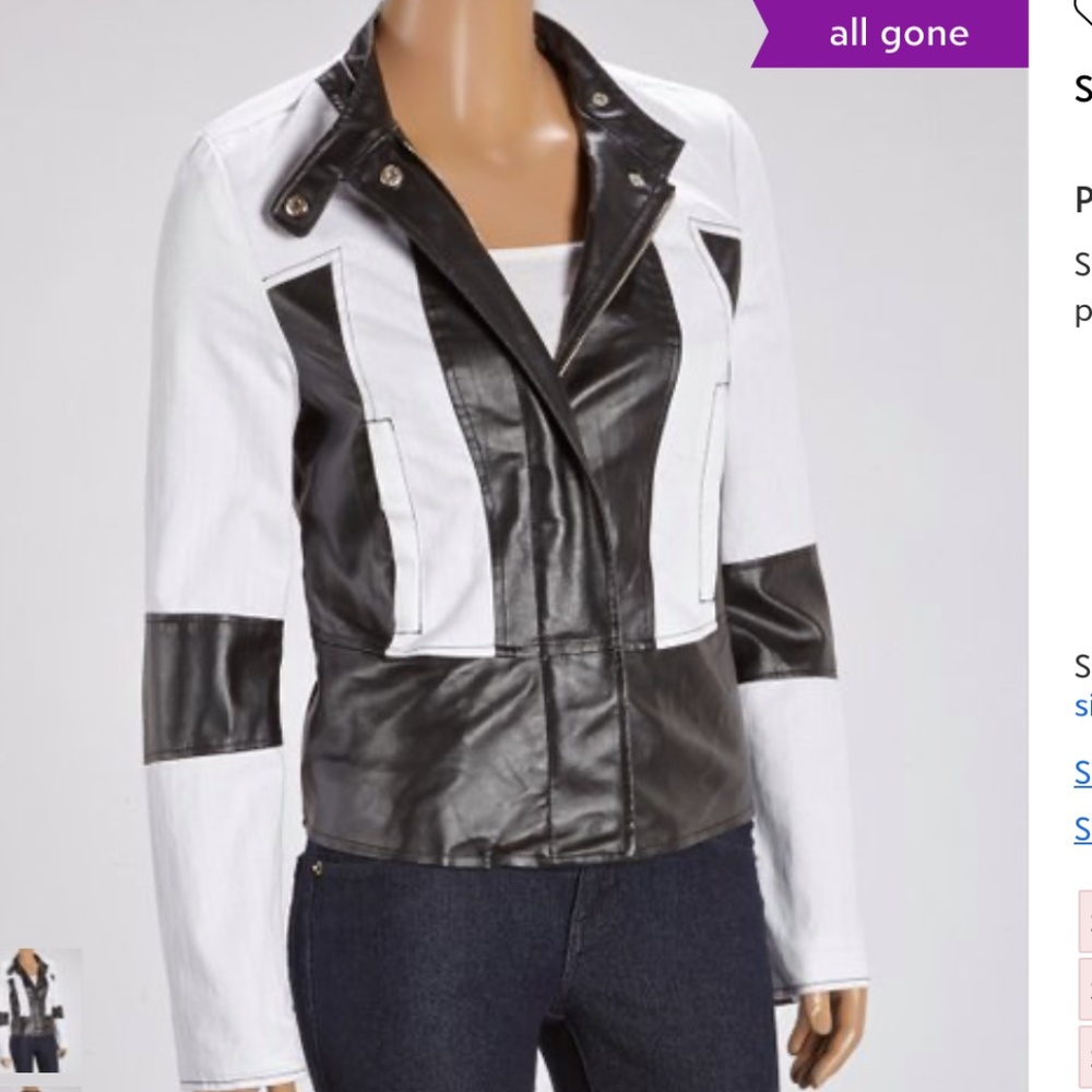 Steve Madden white denim/ vegan leather motojacket